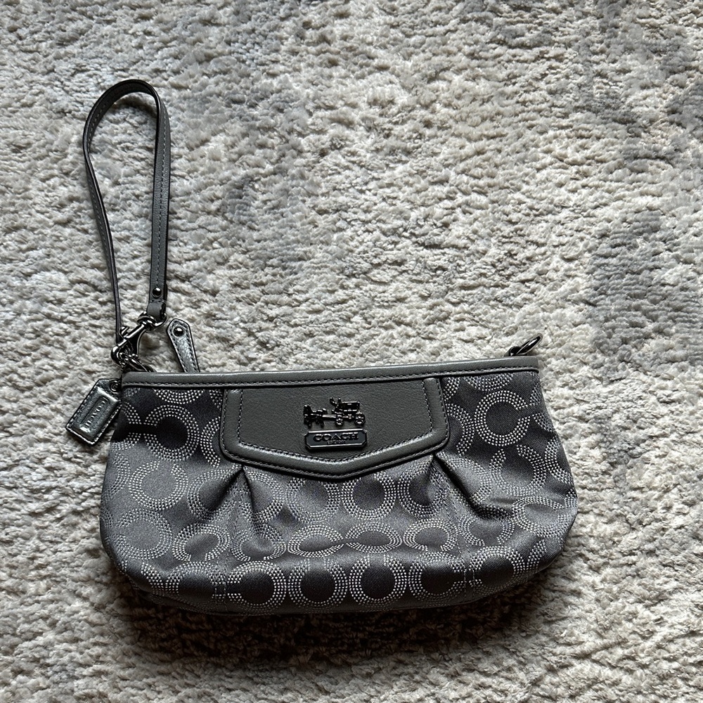 Coach Signature Grey Wristlet or Small Shoulder Bag